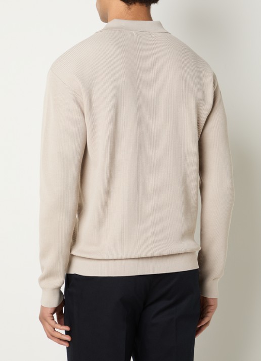 Boggi Milano Fijngebreide trui in zijdeblend met polokraag - achterkant 3 beige