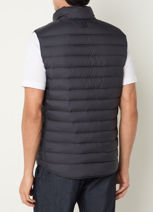Boggi Milano Gewatteerde bodywarmer met donsvulling en ritszakken - achterkant donkerblauw