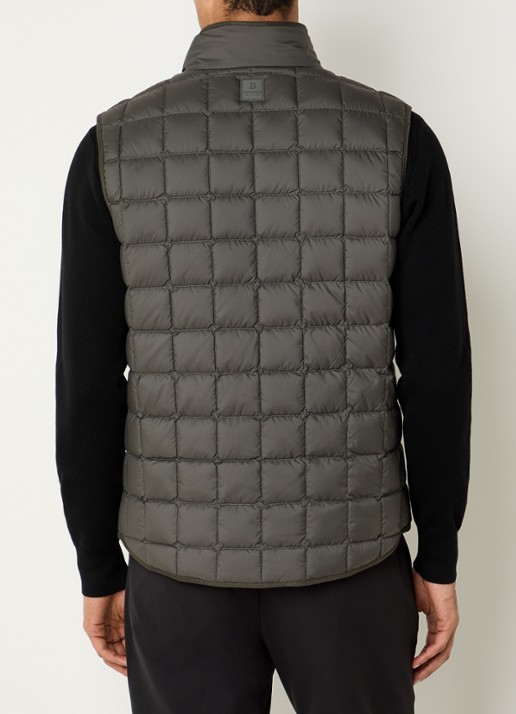Boggi Milano Gewatteerde bodywarmer met donsvulling en waterafstotende coating - achterkant legergroen