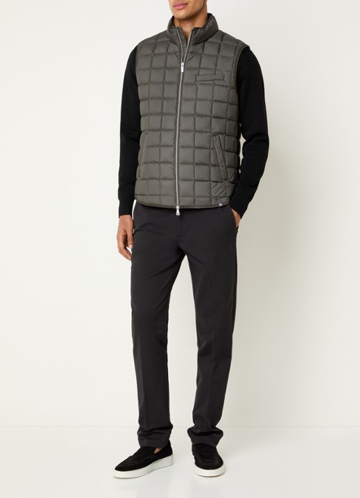 Boggi Milano Gewatteerde bodywarmer met donsvulling en waterafstotende coating - voorkant 3 legergroen