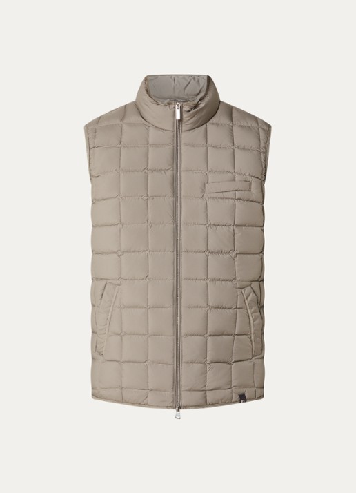 Boggi Milano Gewatteerde bodywarmer met donsvulling en waterafstotende coating - voorkant 3 taupe