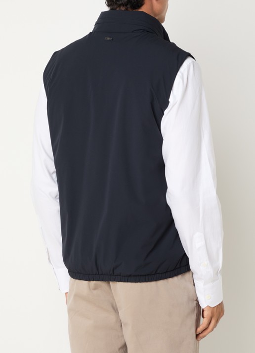Boggi Milano Gewatteerde bodywarmer van wol met ritszakken - achterkant 4 donkerblauw