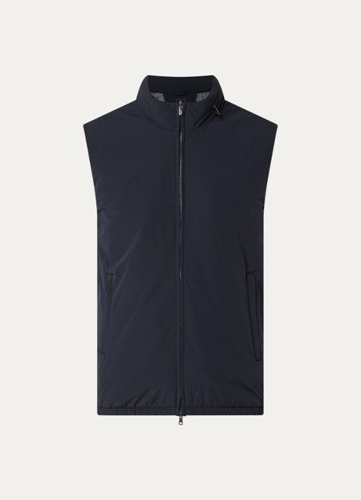 Boggi Milano Gewatteerde bodywarmer van wol met ritszakken - voorkant 2 donkerblauw