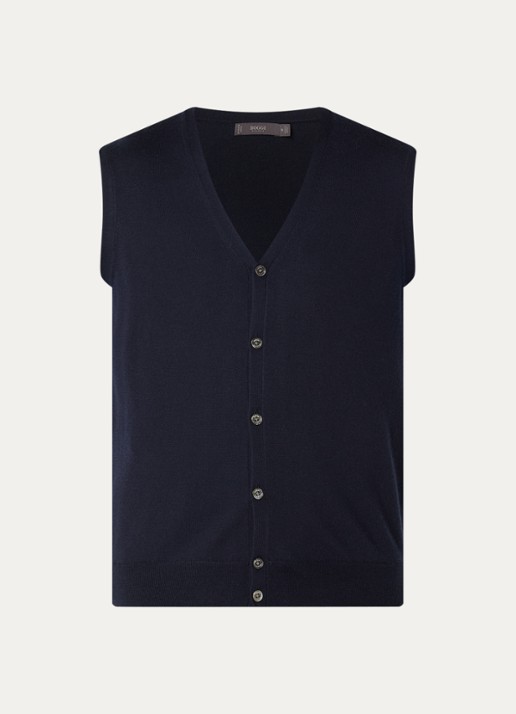 Boggi Milano Gilet van wol met V-hals - voorkant donkerblauw