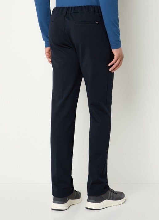 Boggi Milano High waist slim fit pantalon met steekzakken - achterkant 3 donkerblauw