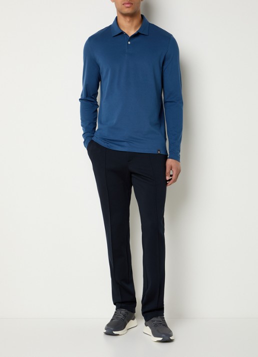 Boggi Milano High waist slim fit pantalon met steekzakken - voorkant 5 donkerblauw