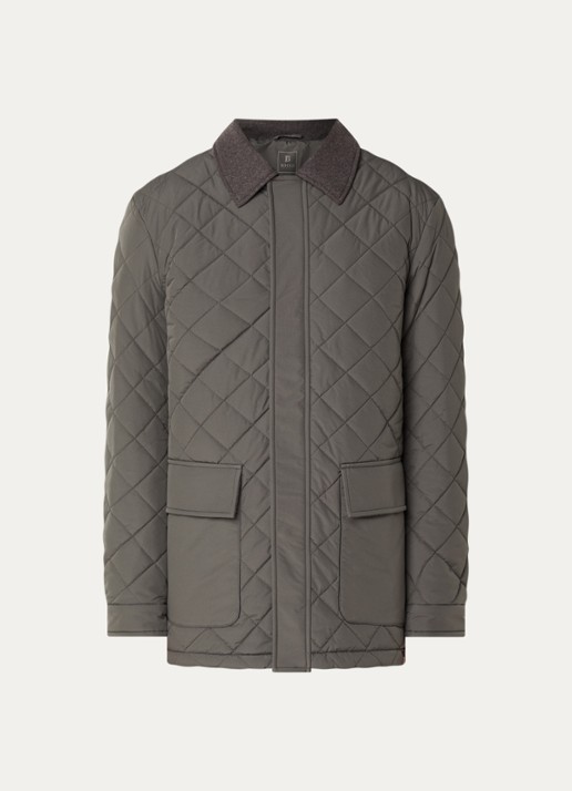 Boggi Milano Jack in wolblend met quilt patroon - voorkant grijs