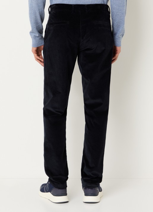 Boggi Milano Loose fit broek van corduroy met paspelzakken - achterkant 3 donkerblauw