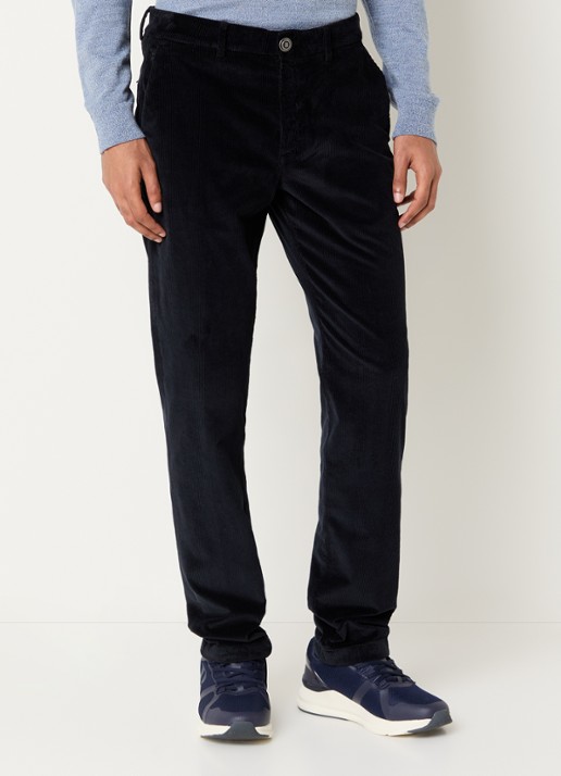 Boggi Milano Loose fit broek van corduroy met paspelzakken