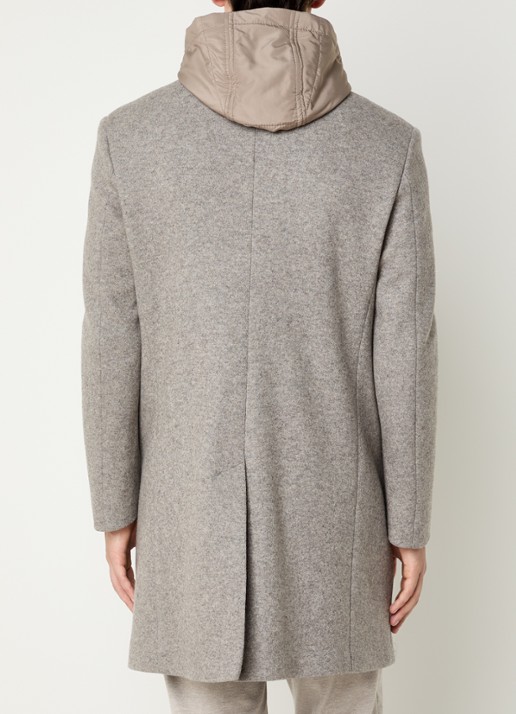 Boggi Milano Mantel in wolblend met uitneembare voering - achterkant 2 taupe