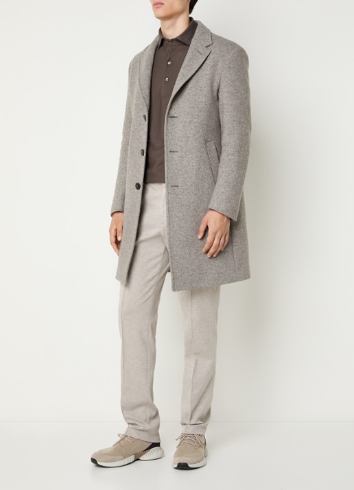 Boggi Milano Mantel in wolblend met uitneembare voering - voorkant 4 taupe
