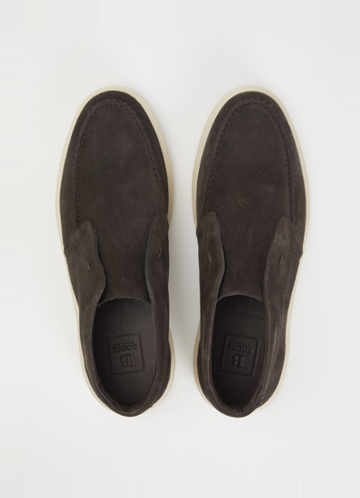 Boggi Milano Polacchino Cirrus slip-on van suède - detail 3 donkerbruin