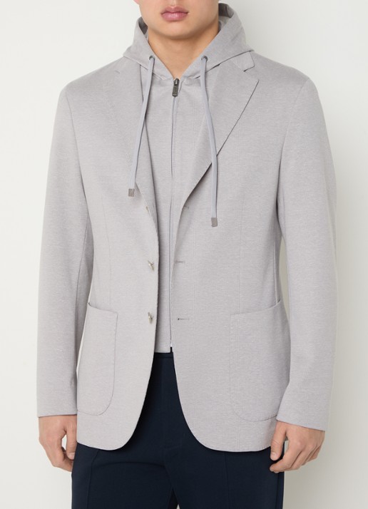 Boggi Milano Regular fit colbert in linnenblend met uitneembare voering - detail lichtgrijs