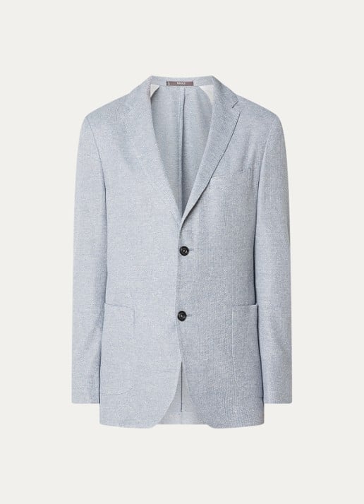 Boggi Milano Regular fit colbert met opgestikte zakken - voorkant blauwgrijs