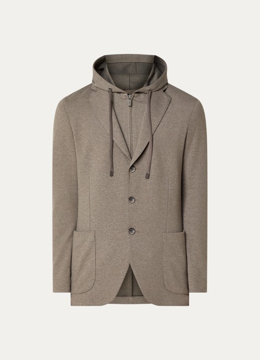 Boggi Milano Regular fit colbert van jersey met uitneembare voering - voorkant 2 beige