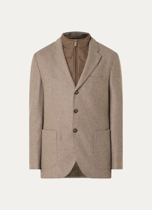 Boggi Milano Regular fit colbert van wol met opgestikte zakken - voorkant 3 donkerbeige