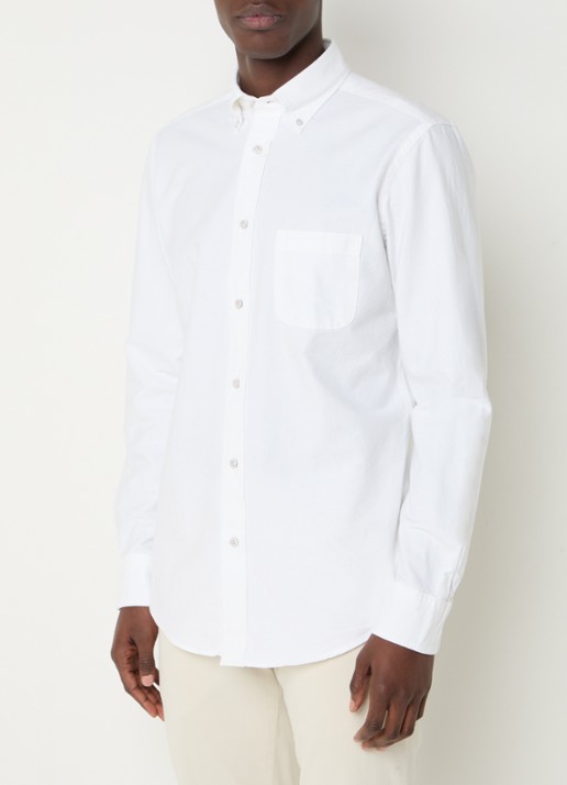 Boggi Milano Regular fit overhemd met borstzak - detail wit