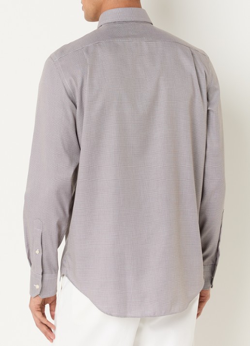 Boggi Milano Regular fit overhemd met pied-de-poule dessin - achterkant 2 bruin