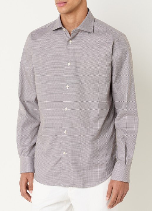 Boggi Milano Regular fit overhemd met pied-de-poule dessin