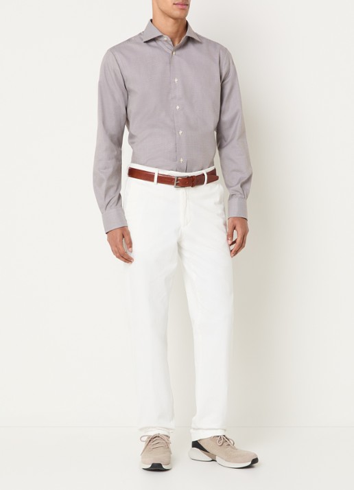 Boggi Milano Regular fit overhemd met pied-de-poule dessin - voorkant 4 bruin