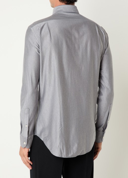 Boggi Milano Regular fit overhemd met streepprint - achterkant 4 donkerblauw