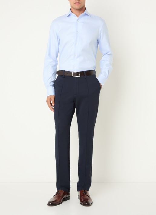 Boggi Milano Regular fit overhemd met streepprint - voorkant 3 lichtblauw