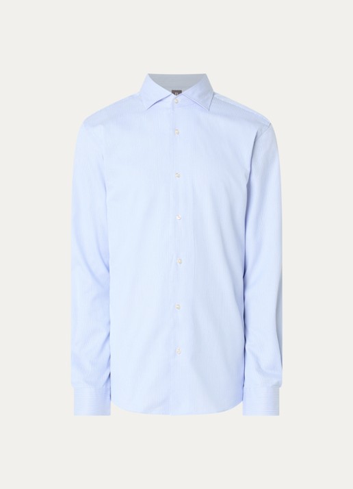 Boggi Milano Regular fit overhemd met streepprint - voorkant 2 lichtblauw