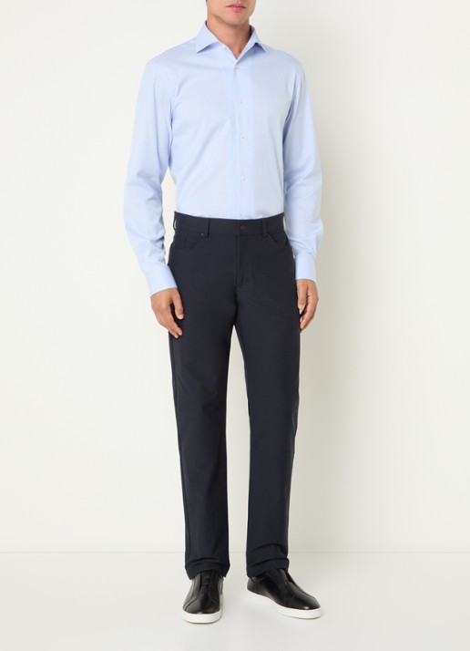 Boggi Milano Regular fit overhemd met streepprint - voorkant 3 lichtblauw