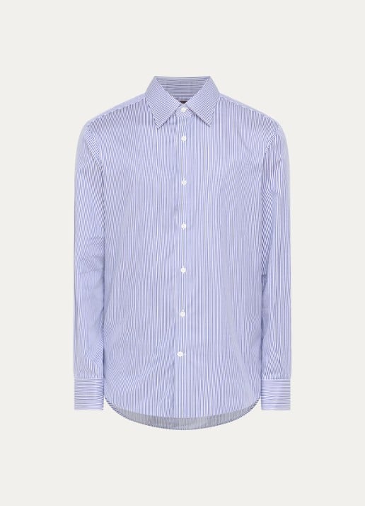 Boggi Milano Regular fit overhemd met streepprint - voorkant 2 blauw