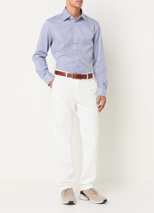 Boggi Milano Regular fit overhemd met streepprint - voorkant 3 blauw