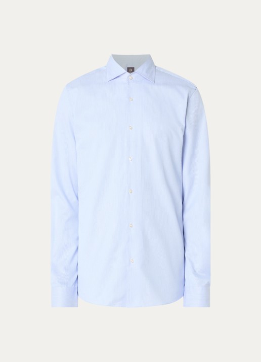 Boggi Milano Regular fit overhemd met streepprint - voorkant 2 lichtblauw