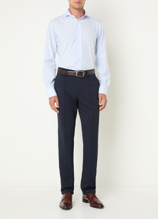 Boggi Milano Regular fit overhemd met streepprint - voorkant 3 lichtblauw