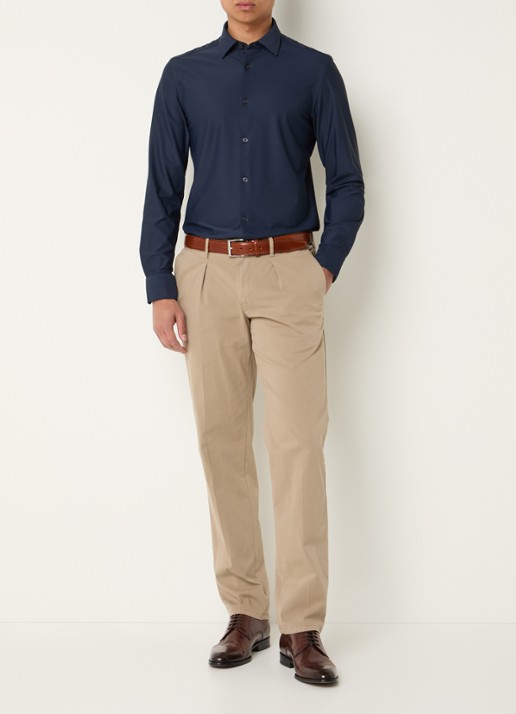 Boggi Milano Regular fit overhemd met stretch - voorkant 3 donkerblauw