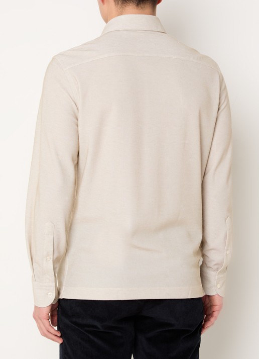Boggi Milano Regular fit overhemd met stretch - achterkant beige
