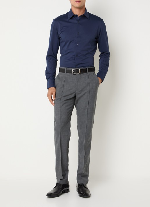 Boggi Milano Regular fit overhemd met stretch - voorkant 4 donkerblauw