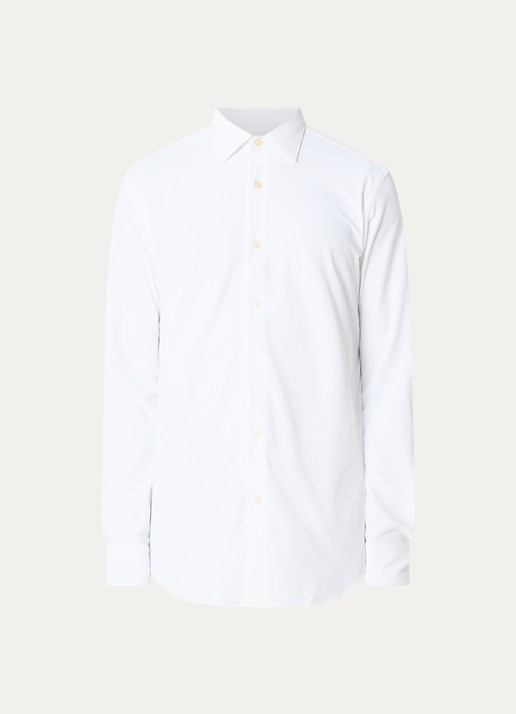 Boggi Milano Regular fit overhemd met stretch - voorkant 3 wit
