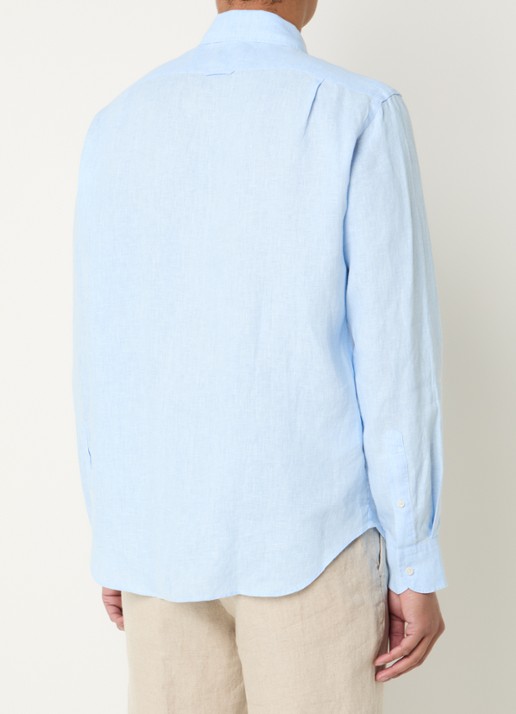 Boggi Milano Regular fit overhemd van linnen - achterkant blauw