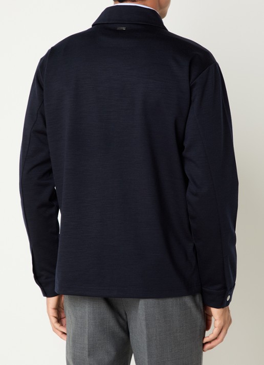 Boggi Milano Regular fit overshirt van wol - achterkant 2 donkerblauw