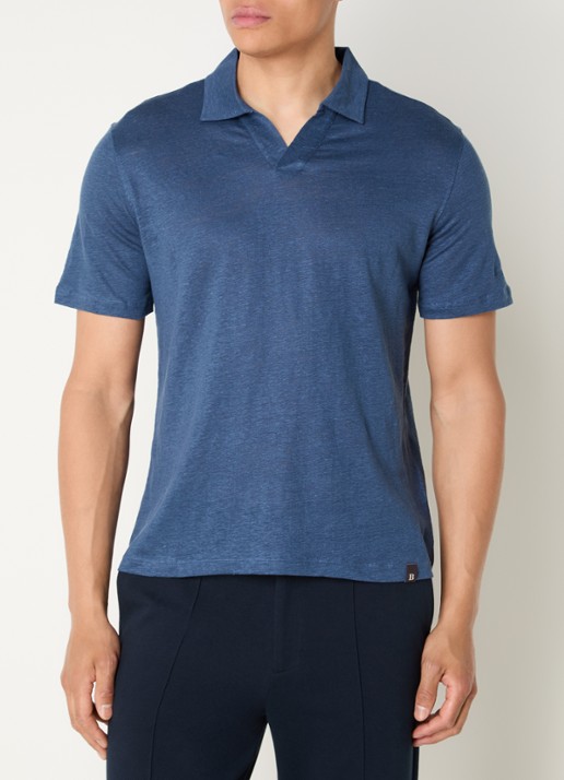 Boggi Milano Regular fit polo in linnenblend met stretch