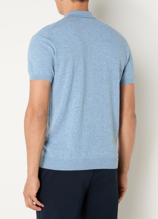 Boggi Milano Regular fit polo in linnenblend met stretch - achterkant 4 blauwgrijs
