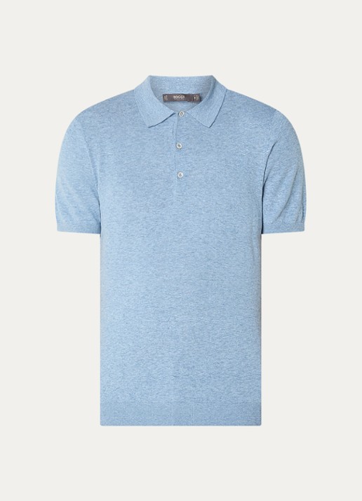 Boggi Milano Regular fit polo in linnenblend met stretch - voorkant 2 blauwgrijs
