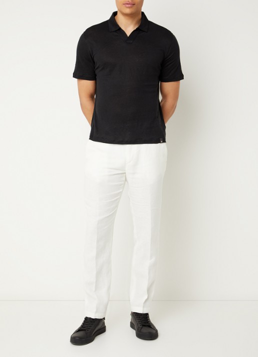Boggi Milano Regular fit polo in linnenblend - voorkant 4 zwart