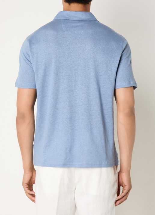 Boggi Milano Regular fit polo in linnenblend - achterkant 4 blauwgrijs