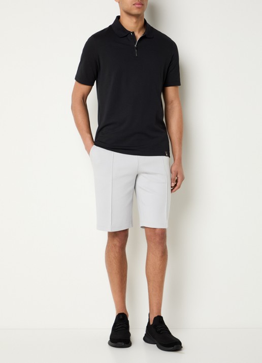 Boggi Milano Regular fit polo met halve rits - voorkant 3 zwart
