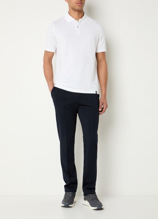 Boggi Milano Regular fit polo met halve rits - voorkant 3 wit