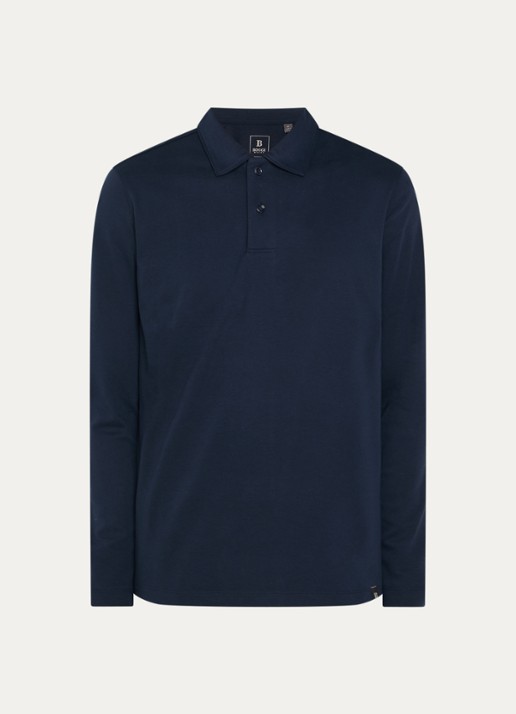 Boggi Milano Regular fit polo met kraag - voorkant donkerblauw