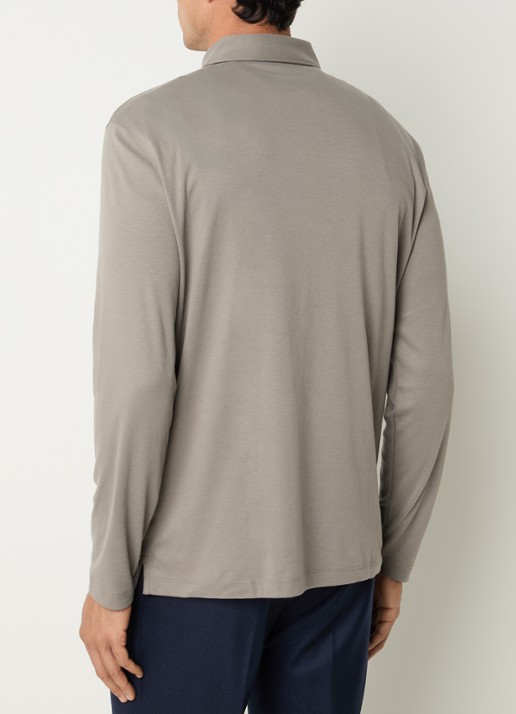 Boggi Milano Regular fit polo met kraag - achterkant 4 donkerbeige