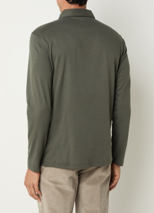 Boggi Milano Regular fit polo met kraag - achterkant bronsgroen