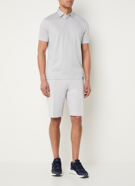 Boggi Milano Regular fit polo met stretch - voorkant 2 lichtgrijs