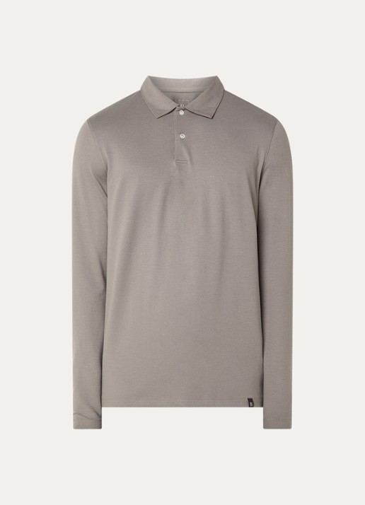 Boggi Milano Regular fit polo met stretch - voorkant 3 olijfgroen
